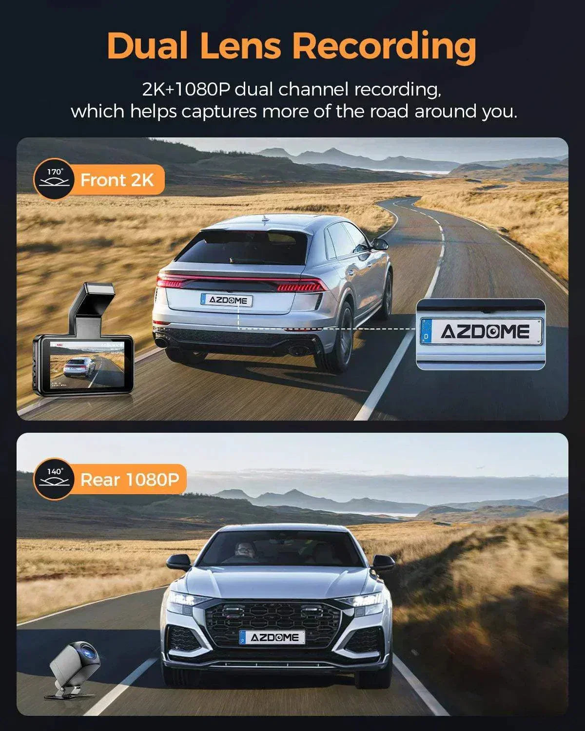 Dashcam avant et arrière AZDOME M17 Pro — vue 3