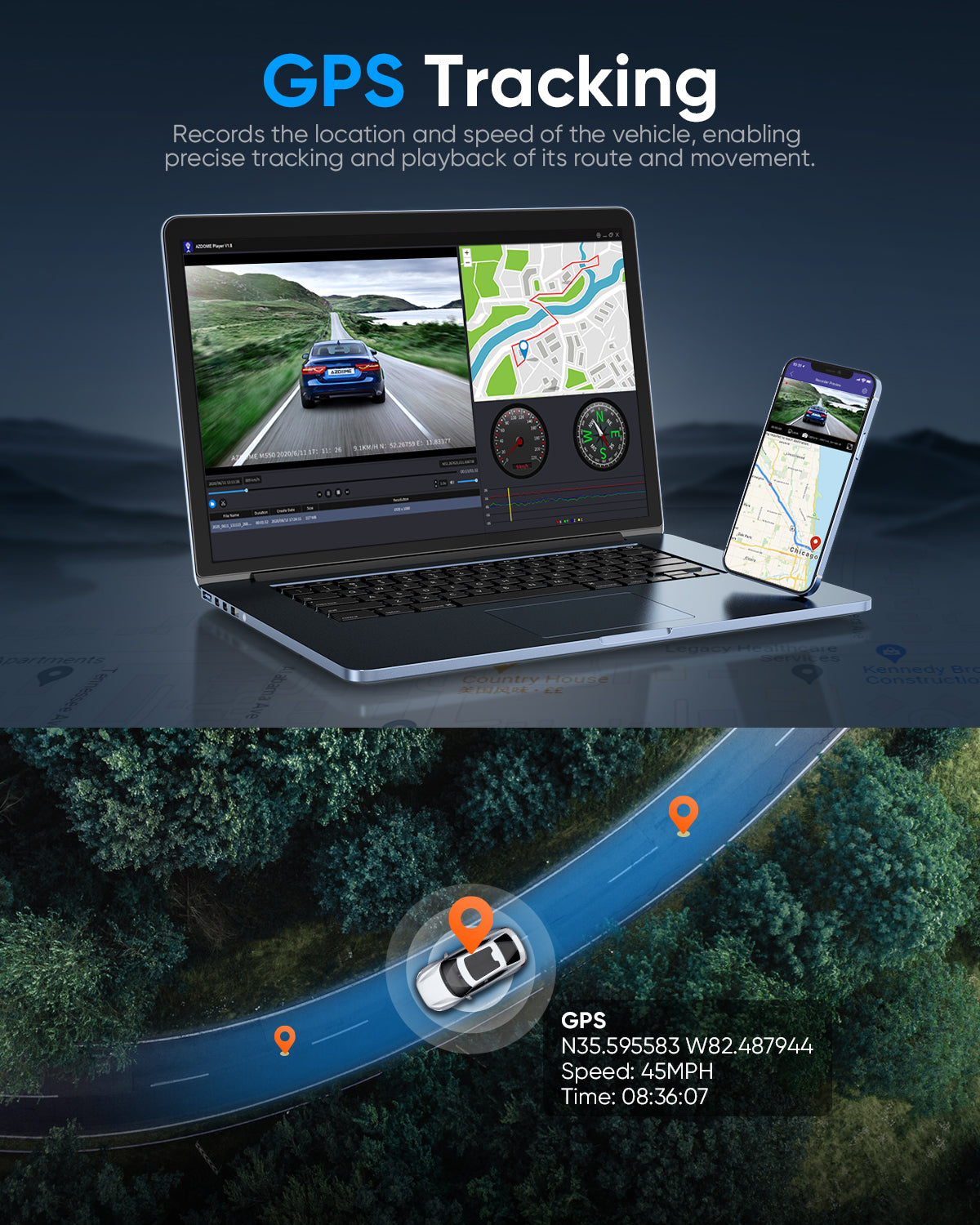 Dashcam 4K 3 caméras AZDOME M550 Pro — vue 5