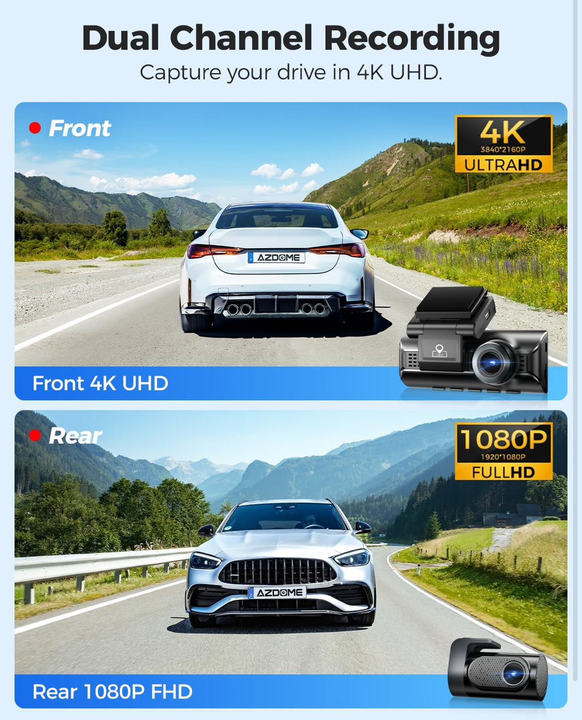 Dashcam 4K 3 caméras AZDOME M550 Pro — vue 4